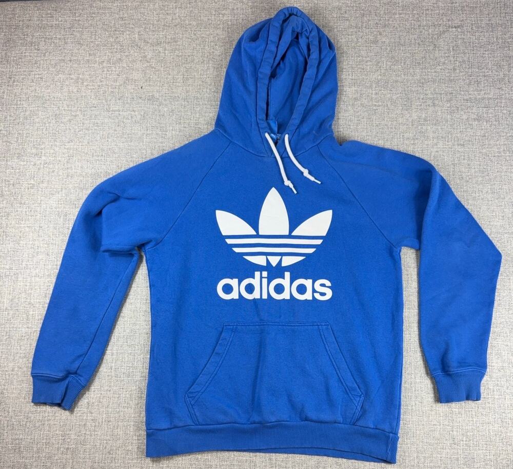 Adidas Originals Trefoil Hoodie Mens M Blue White Pullover Sweatshirt 2017